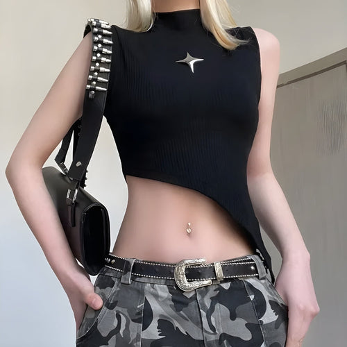Litlookz Studio Y2K Corduroy Asymmetric Crop Top