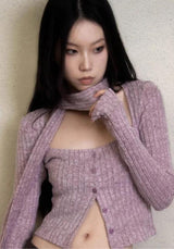 Litlookz Studio Y2K Corduroy Cropped Scarf Cardigan, view 2