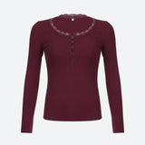 Litlookz Studio Y2K Corduroy Lace Trim Top, view 4