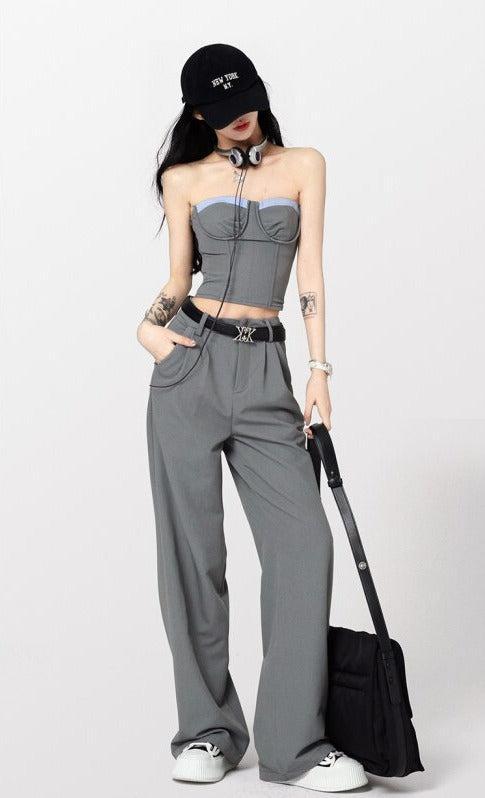 Litlookz Studio Y2K Corset Top & Wide Leg Pants Two Piece Set