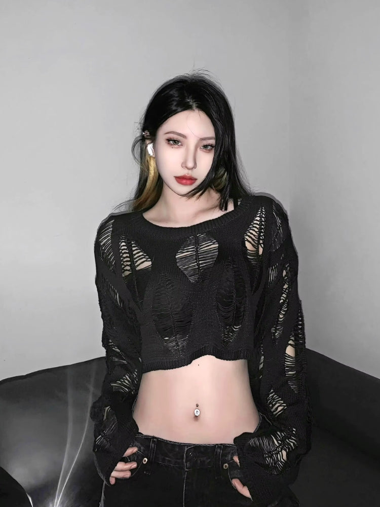 Litlookz Studio Y2K Crochet Crop Sweater