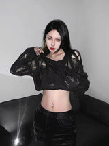 Litlookz Studio Y2K Crochet Crop Sweater, view 2