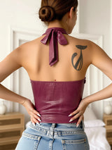 Litlookz Studio Y2K Crocodile Halter Top, view 2