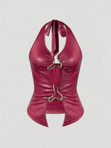 Litlookz Studio Y2K Crocodile Halter Top, view 3