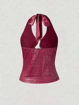 Litlookz Studio Y2K Crocodile Halter Top, view 4