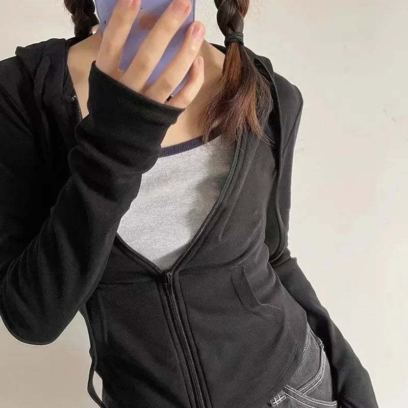 Litlookz Studio Y2K Cropped Zip Hoodie