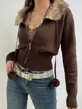 Litlookz Studio Y2K Cropped Zip-Up Cardigan, view 2