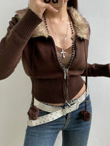 Litlookz Studio Y2K Cropped Zip-Up Cardigan, view 3