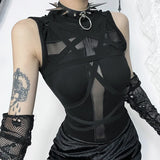 Litlookz Studio Y2K Cross Strap Sheer Top, view 4