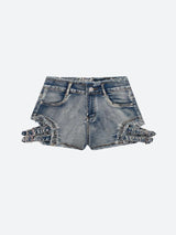 Litlookz Studio Y2K Cut Out Denim Shorts, view 6