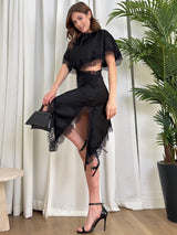 Litlookz Studio Y2K Cut Out Lace Trim Midi Dress, view 2
