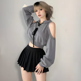 Litlookz Studio Y2K Cut Out Lace Up Cropped Sweatshirt, view 4
