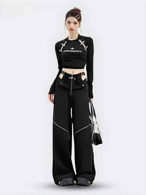 Litlookz Studio Y2K Cut Out Waist Pants