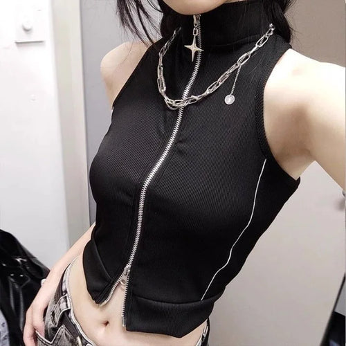 Litlookz Studio Y2K Cyber Zip Crop Top