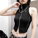 Litlookz Studio Y2K Cyber Zip Crop Top, view 2
