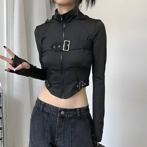 Litlookz Studio Y2K Cyber Zip-Up Crop Jacket
