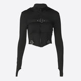 Litlookz Studio Y2K Cyber Zip-Up Crop Jacket, view 6