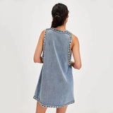 Litlookz Studio Y2K Deep V Denim Mini Dress, view 2