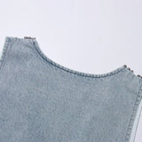 Litlookz Studio Y2K Deep V Denim Mini Dress, view 6