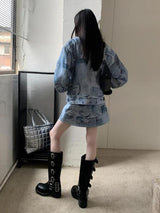 Litlookz Studio Y2K Denim Jacket & Mini Skirt Two Piece Set, view 3