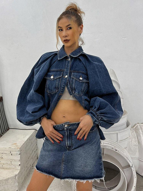Litlookz Studio Y2K Denim Jacket & Skirt Two Piece Set
