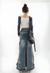 Litlookz Studio Y2K Denim Maxi Skirt, view 2