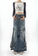 Litlookz Studio Y2K Denim Maxi Skirt, view 3