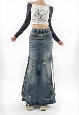 Litlookz Studio Y2K Denim Maxi Skirt, view 4