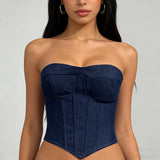 Litlookz Studio Y2K Denim Strapless Corset, view 2