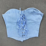 Litlookz Studio Y2K Denim Strapless Corset, view 4