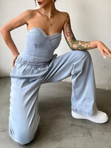 Litlookz Studio Y2K Denim Top & Pants Two Piece Set, view 3