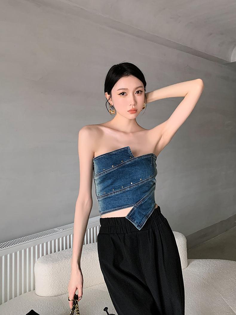 Litlookz Studio Y2K Denim Tube Top