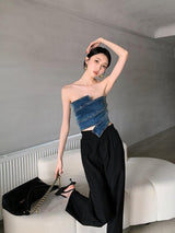 Litlookz Studio Y2K Denim Tube Top, view 2