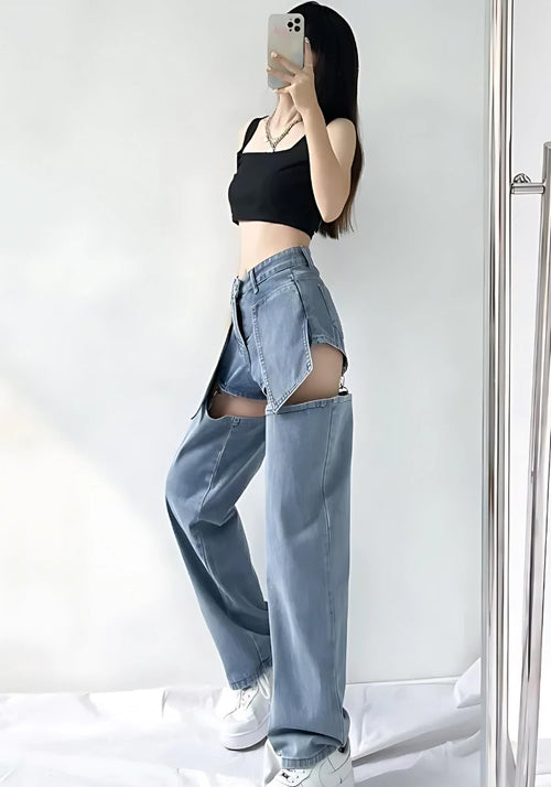 Litlookz Studio Y2K Detachable Straight Leg Jeans