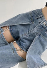 Litlookz Studio Y2K Detachable Straight Leg Jeans, view 4