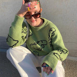 Litlookz Studio Y2K Dinosaur Knitted Sweater, view 3