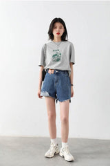 Litlookz Studio Y2K Distressed Jean Shorts, view 6