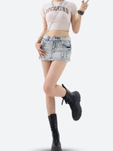 Litlookz Studio Y2K Distressed Low Rise Mini Skirt, view 2