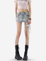 Litlookz Studio Y2K Distressed Low Rise Mini Skirt, view 3