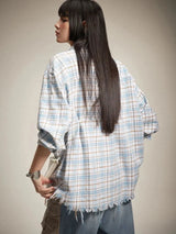 Litlookz Studio Y2K Distressed Plaid Shirt, view 2