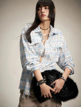 Litlookz Studio Y2K Distressed Plaid Shirt, view 4