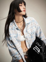Litlookz Studio Y2K Distressed Plaid Shirt, view 5