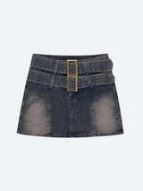 Litlookz Studio Y2K Double Belted Denim Mini Skort, view 4