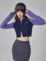 Litlookz Studio Y2K Double Zip-Up Crop Cardigan, view 2