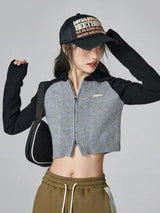 Litlookz Studio Y2K Double Zip-Up Crop Cardigan, view 3