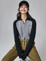 Litlookz Studio Y2K Double Zip-Up Crop Cardigan, view 4