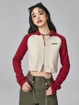 Litlookz Studio Y2K Double Zip-Up Crop Cardigan, view 5
