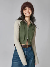 Litlookz Studio Y2K Double Zip-Up Crop Cardigan, view 6