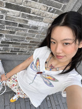Litlookz Studio Y2K Dragonfly Baby Tee, view 2