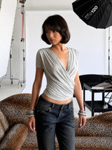 Litlookz Studio Y2K Draped Wrap Top, view 6